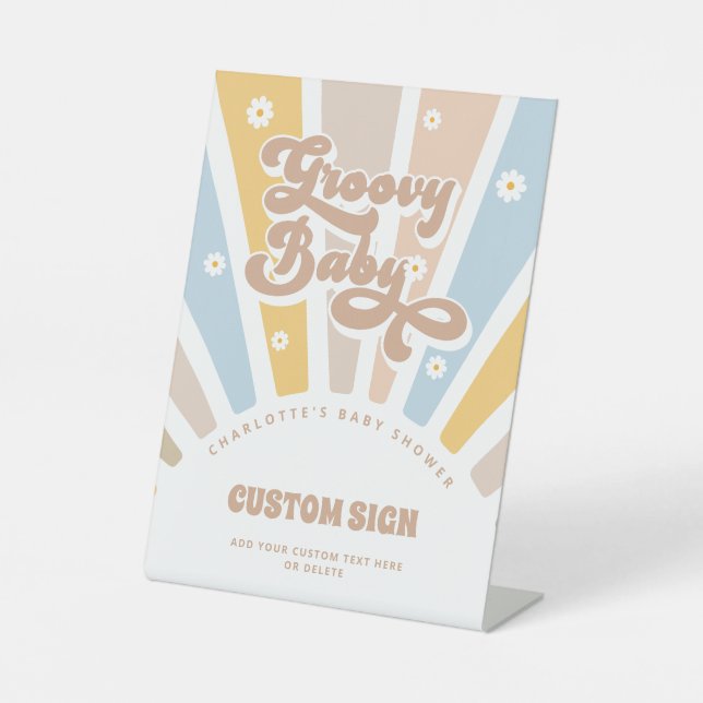 Groovy Baby Pink Retro Baby Shower Custom Sign (Front)