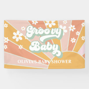 Groovy Baby Retro Sunshine Daisy Baby Shower Banner