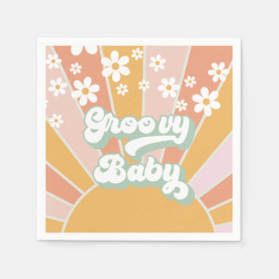 Groovy Baby Retro Sunshine Hippie Baby Shower Napkin