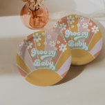 Groovy Baby Retro Sunshine Hippie Baby Shower Paper Plate<br><div class="desc">Groovy Baby! Retro inspired baby shower plates with 70's style daisies and boho fonts and colours.</div>