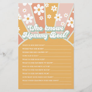 Groovy Baby Retro Sunshine Who Knows Mum Best Game Flyer