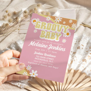 Groovy Baby Shower, Boho Retro, 70's Vibe Invitation