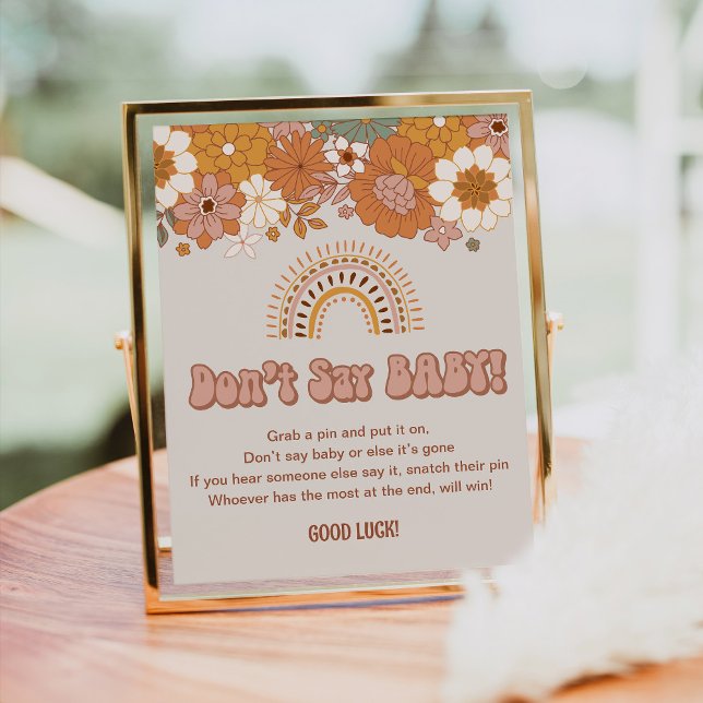 Groovy Baby Shower Don't Say Baby Game Sign (Creator Uploaded)