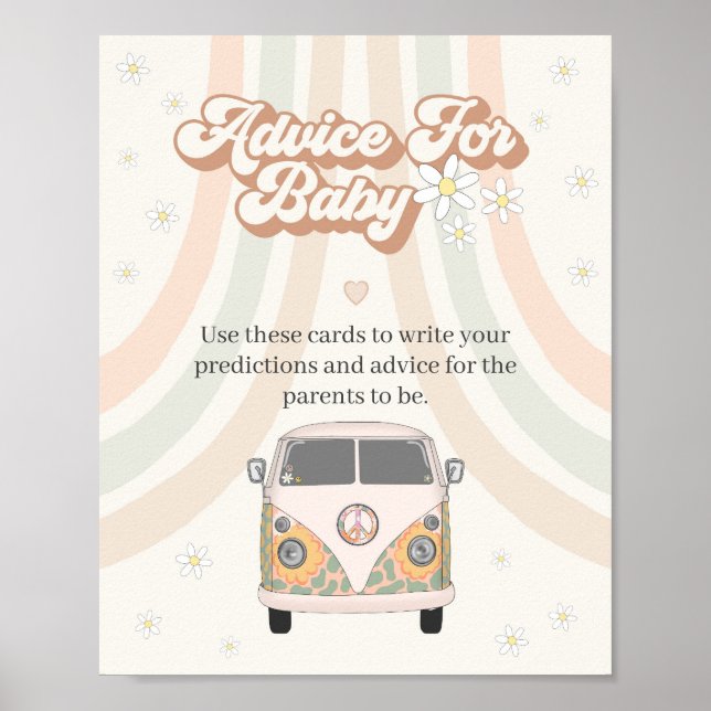 groovy baby shower retro 70s theme advice for baby poster (Front)