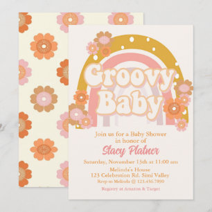 Groovy Baby Shower, Retro Baby Shower, Baby Shower Invitation