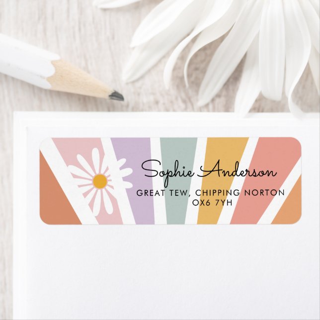 Groovy Baby Shower Return Address Label (Insitu)