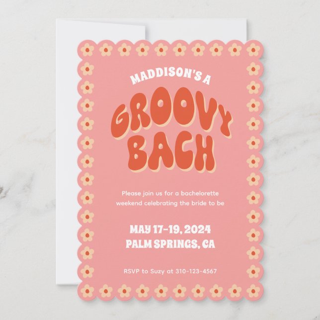 Groovy Bach - Bachelorette Invitation & Itinerary (Front)