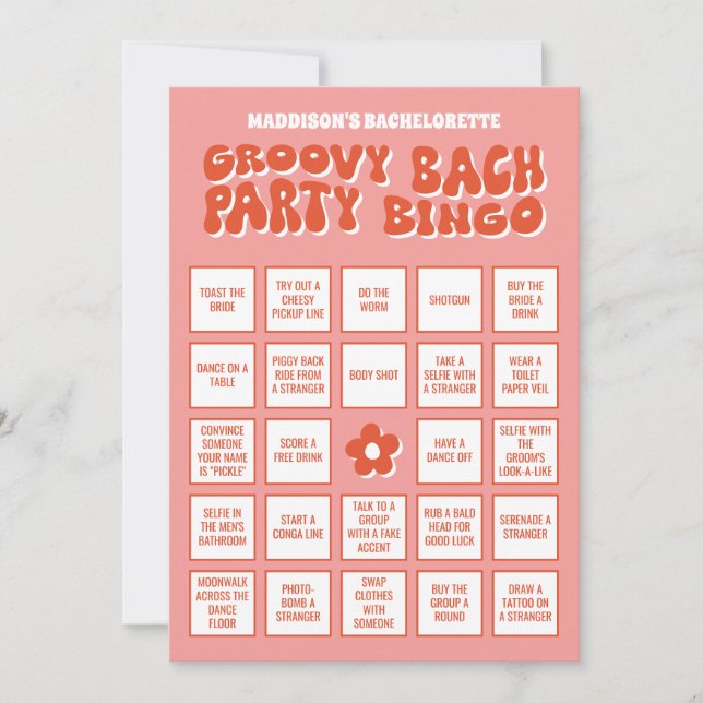 Groovy Bach Bachelorette Party Bingo, Download it! Invitation (Front)