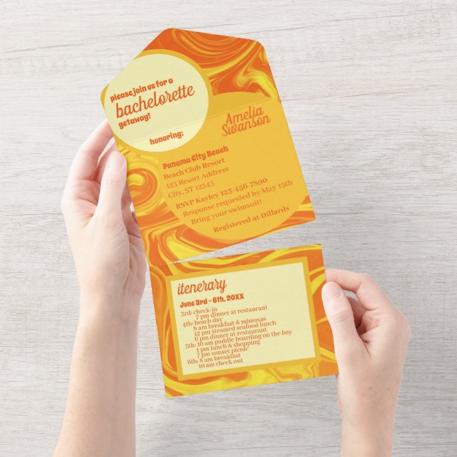 Groovy Bachelorette All In One Invitation (Tearaway)