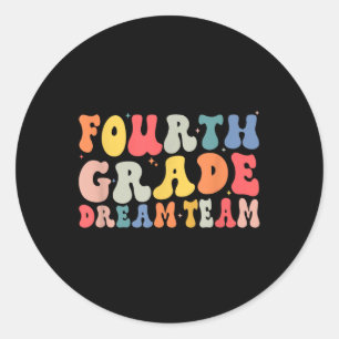Groovy Back To School First Day Of Fourth Grade Dr Classic Round Sticker