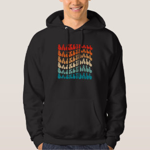 Groovy Basketball For Girl Women Retro 70s Hippie Hoodie