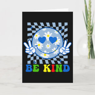Groovy Be Kind Flower Kindness Smile Face Autism K Card