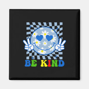 Groovy Be Kind Flower Kindness Smile Face Autism K Magnet