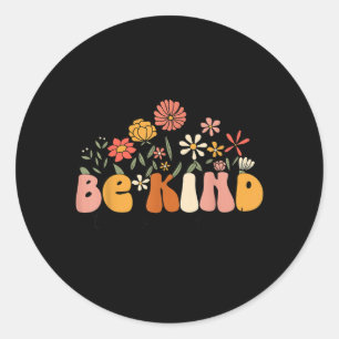 Groovy Be Kind To Your Mind Flower Mental Health Classic Round Sticker