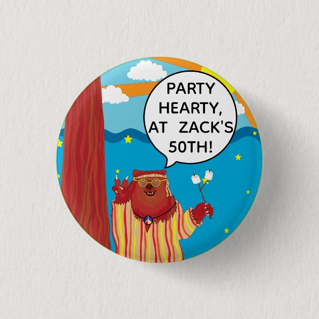 Groovy Bear Party Button (Front)