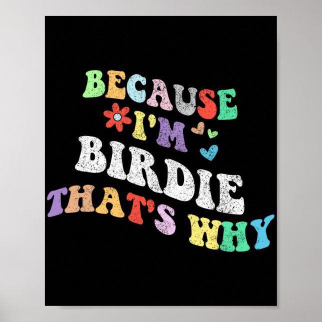 Groovy Because Im Birdie Thats Why Funny Custom Na Poster (Front)
