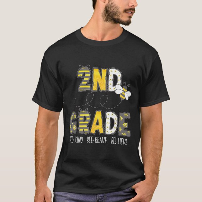 Groovy Bee Kind 2nd Grade First Day of Second T-Shirt (Front)
