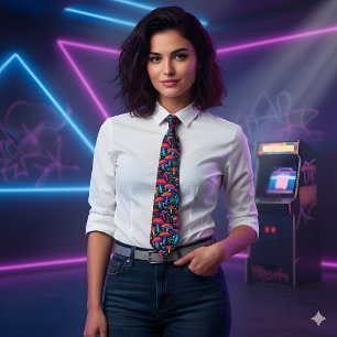 Groovy Bioluminescent Mushroom Retro Tie