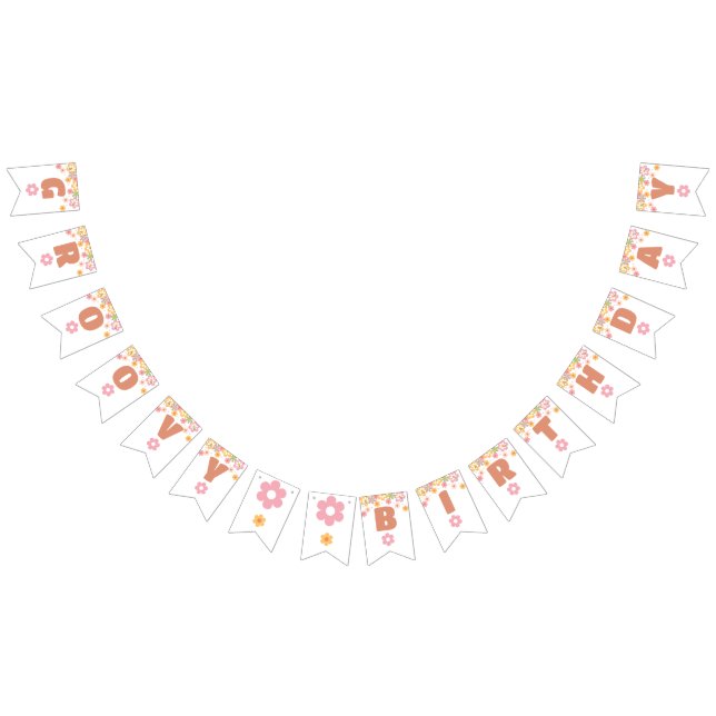 Groovy Birthday Daisies Hippie Birthday Bunting (All)