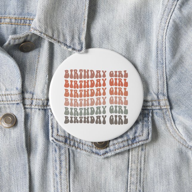 Groovy Birthday Girl  10 Cm Round Badge (In Situ)