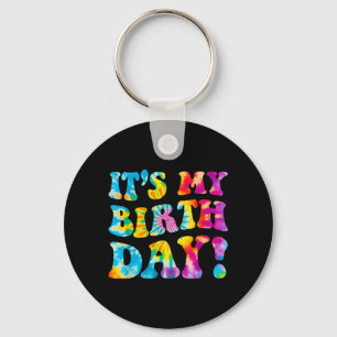 Groovy Birthday Girls Women Teens Kid Bday Tie Dye Key Ring