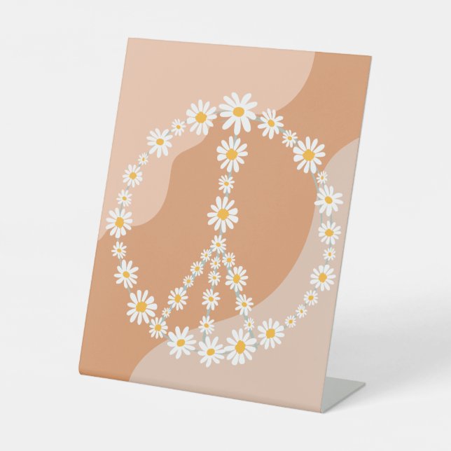 Groovy Birthday Party Boho Daisy Decorations Table Pedestal Sign (Front)