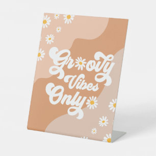 Groovy Birthday Party Boho Daisy Decorations Table Pedestal Sign
