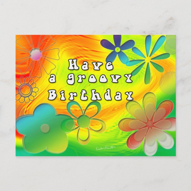 groovy birthday postcard (Front)