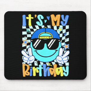 Groovy Birthday Smile Face Bday Men Boys Kids Mouse Pad
