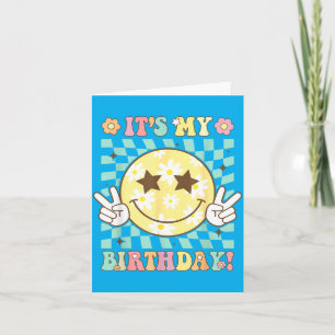 Groovy Birthday Women Ns Girls Retro Smile Face Card