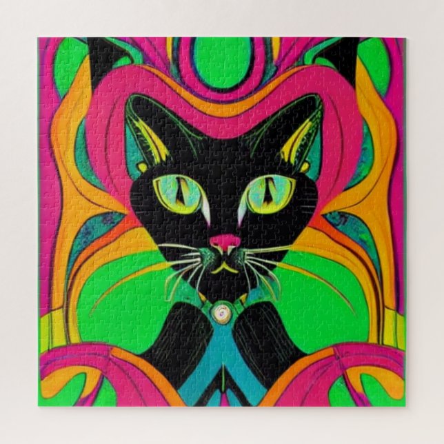 Groovy Black Cat Jigsaw Puzzle (Vertical)