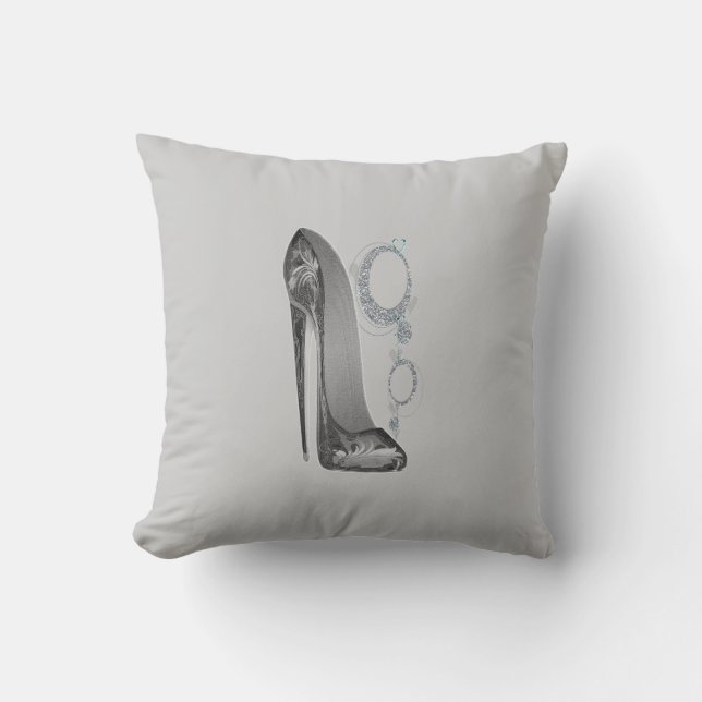 Groovy Black Stiletto and Sparkle Bling Pillow (Front)