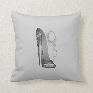 Groovy Black Stiletto and Sparkle Bling Pillow