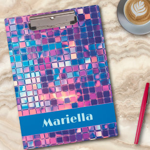 Groovy Blue & Purple Disco Ball Personalised Clipboard
