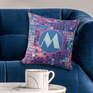 Groovy Blue & Purple Disco Ball Personalised Cushion