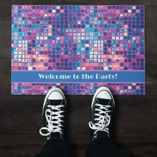 Groovy Blue & Purple Disco Ball Personalised Doormat