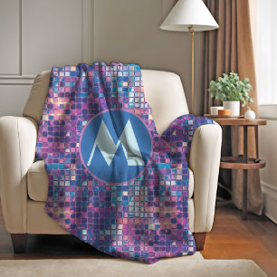 Groovy Blue & Purple Disco Ball Personalised Fleece Blanket