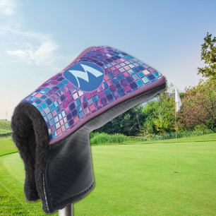 Groovy Blue & Purple Disco Ball Personalised Golf Head Cover