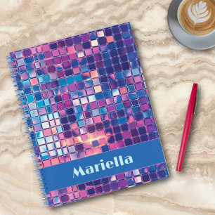 Groovy Blue & Purple Disco Ball Personalised Notebook