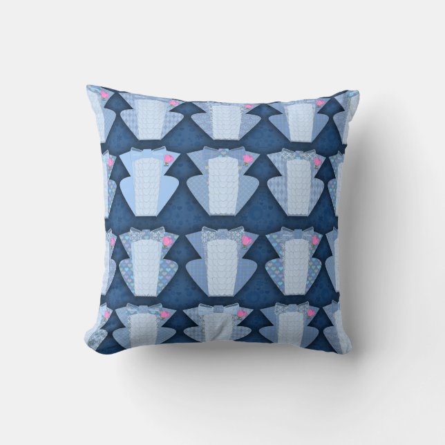 Groovy Blue Tux Pattern Cushion (Front)