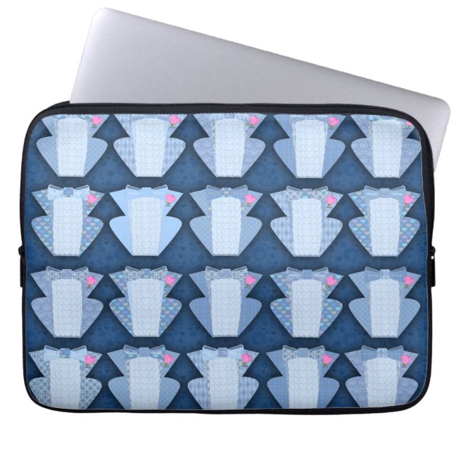 Groovy Blue Tux Pattern Laptop Sleeve (Front)