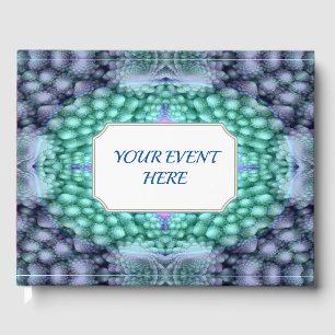 Groovy Blue   Vintage Fractal Kaleidoscope Guest Book