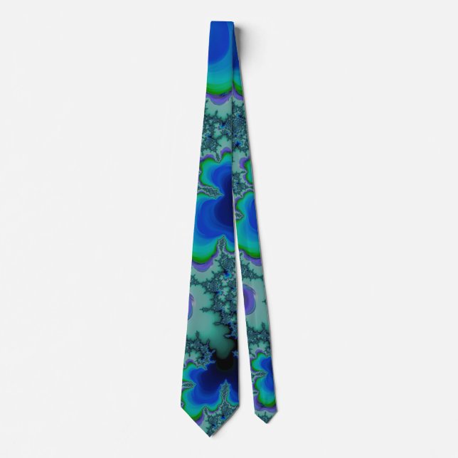 Groovy Blues Fractal Abstract Art Tie (Front)