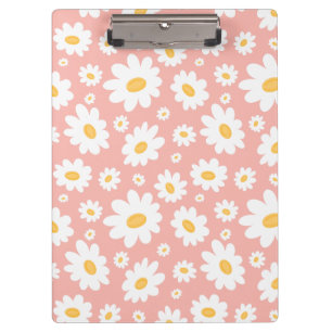 Groovy Blush Boho Daisy Floral Garden Pattern Clipboard