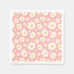 Groovy Blush Boho Daisy Floral Garden Pattern Napkin