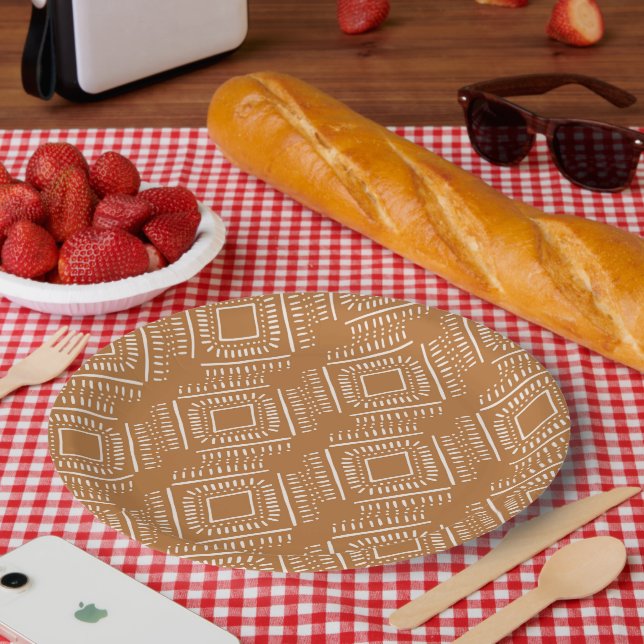 Groovy Boho 70s Flowers Pattern Paper Plate (Picnic)