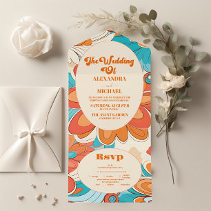 Groovy Boho Beachy Fun Vibes Wedding All In One Invitation
