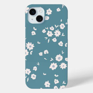 Groovy Boho Blue Flowers Floral Patterns iPhone 15 Mini Case