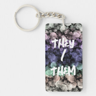 Groovy Boho Bubbles Eclectic Uingender Pride Flag Key Ring