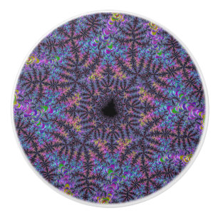 Groovy Boho Colourful Jewel Tone Fractal Art Ceramic Knob